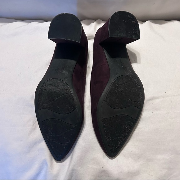 Christian Siriano Burgundy Block Heel Pumps Size 9.5 Office Evening Faux Suede - Picture 6 of 8